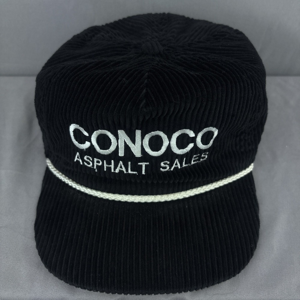 Vintage Conoco Asphalt Sales Corduroy Rope Hat Strapback One Size